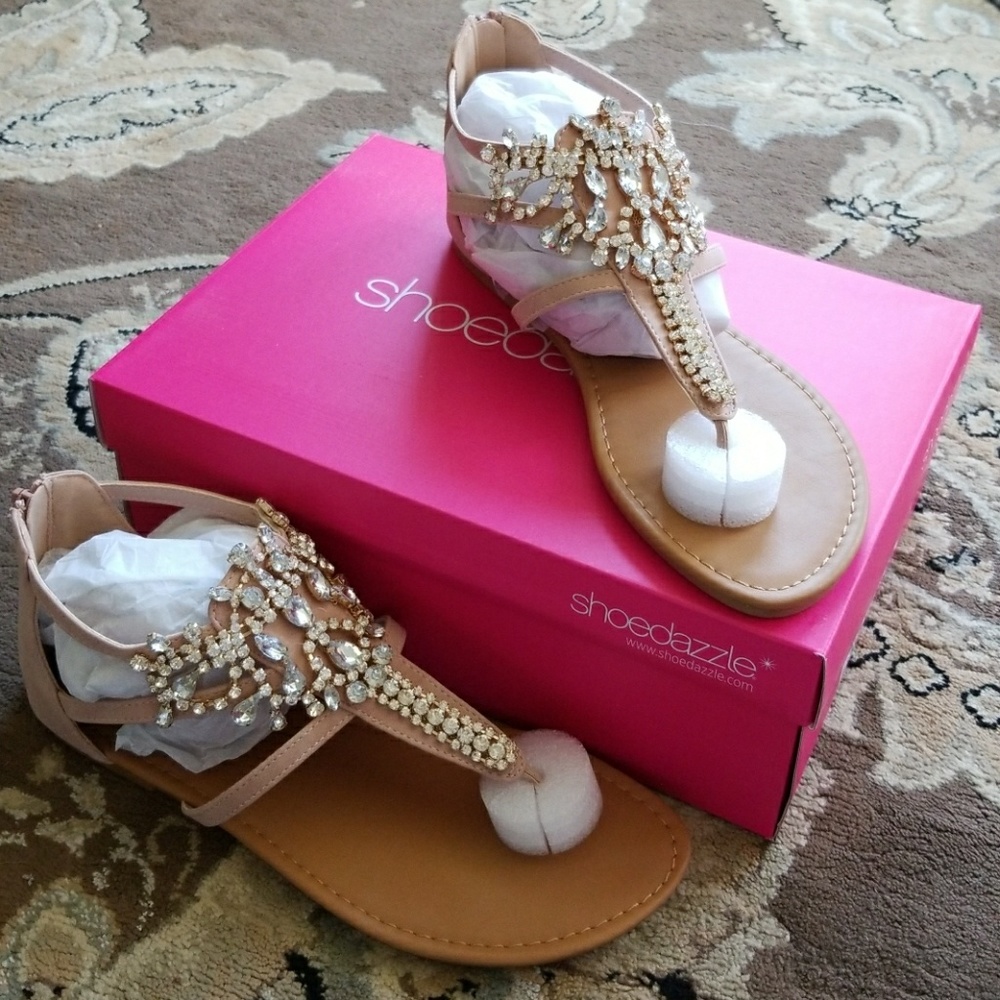 Never worn jeweled flat sandals!!